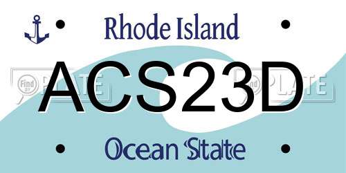 ACS23D Rhode Island License Plate
