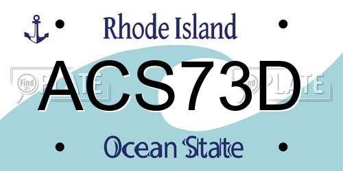 ACS73D Rhode Island License Plate