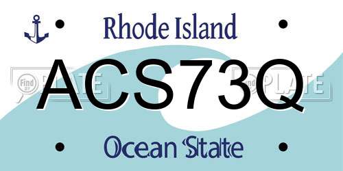 ACS73Q Rhode Island License Plate
