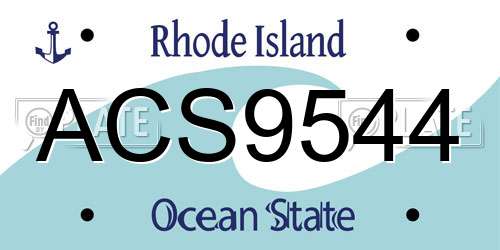 ACS9544 Rhode Island License Plate