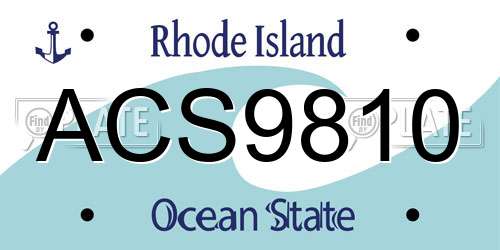 ACS9810 Rhode Island License Plate