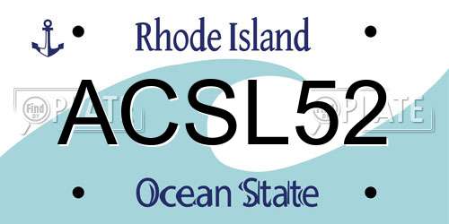 ACSL52 Rhode Island License Plate