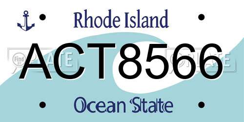 ACT8566 Rhode Island License Plate