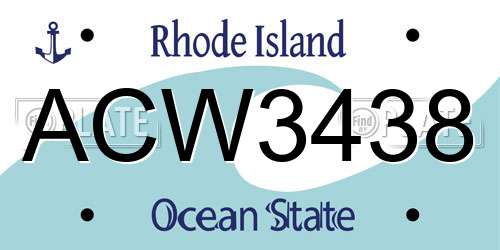 ACW3438 Rhode Island License Plate