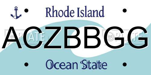 ACZBBGG Rhode Island License Plate