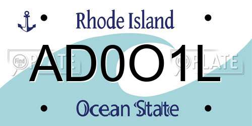 AD0O1L Rhode Island License Plate