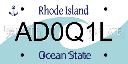 AD0Q1L Rhode Island License Plate