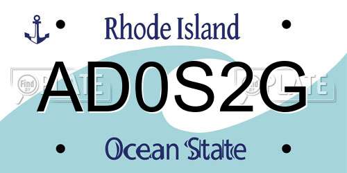 AD0S2G Rhode Island License Plate