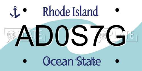 AD0S7G Rhode Island License Plate