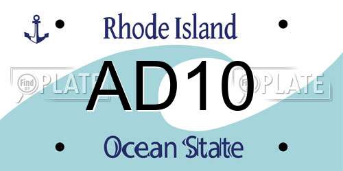 AD10 Rhode Island License Plate