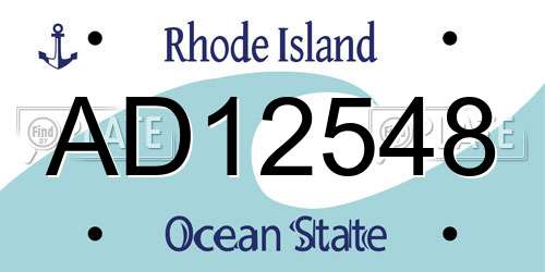 AD12548 Rhode Island License Plate