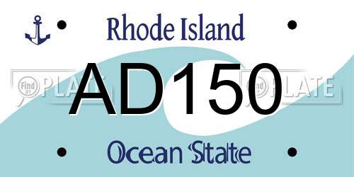AD150 Rhode Island License Plate