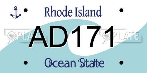 AD171 Rhode Island License Plate