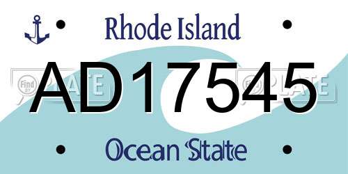 AD17545 Rhode Island License Plate
