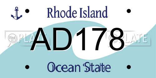 AD178 Rhode Island License Plate