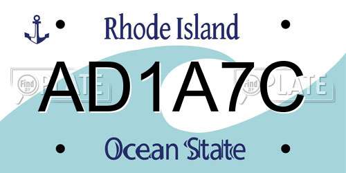 AD1A7C Rhode Island License Plate