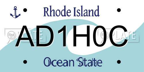 AD1H0C Rhode Island License Plate