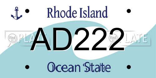 AD222 Rhode Island License Plate