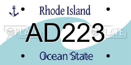 AD223 Rhode Island License Plate