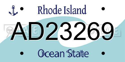 AD23269 Rhode Island License Plate