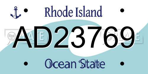 AD23769 Rhode Island License Plate