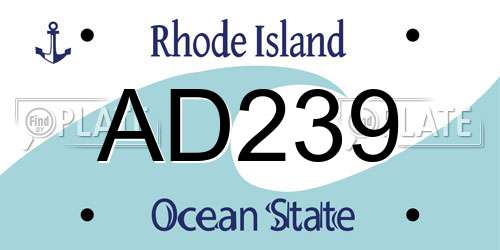 AD239 Rhode Island License Plate
