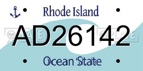 AD26142 Rhode Island License Plate