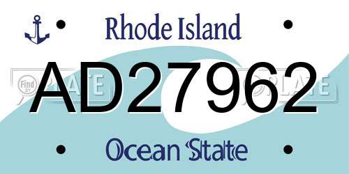 AD27962 Rhode Island License Plate