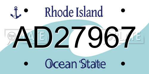 AD27967 Rhode Island License Plate