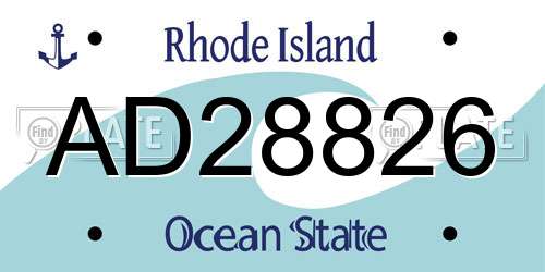 AD28826 Rhode Island License Plate