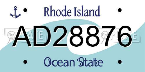 AD28876 Rhode Island License Plate