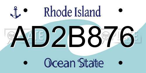 AD2B876 Rhode Island License Plate