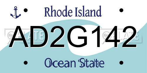 AD2G142 Rhode Island License Plate
