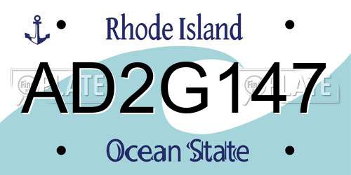 AD2G147 Rhode Island License Plate