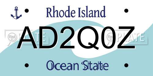 AD2Q0Z Rhode Island License Plate