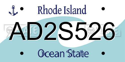 AD2S526 Rhode Island License Plate