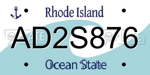 AD2S876 Rhode Island License Plate
