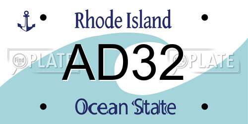 AD32 Rhode Island License Plate