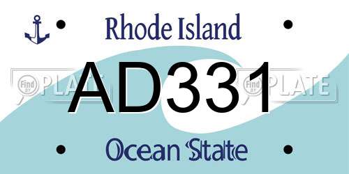 AD331 Rhode Island License Plate