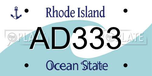 AD333 Rhode Island License Plate