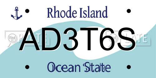 AD3T6S Rhode Island License Plate