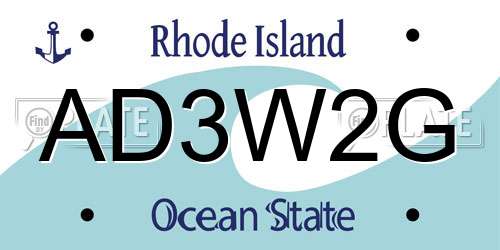 AD3W2G Rhode Island License Plate