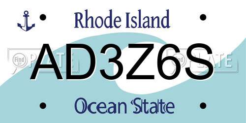 AD3Z6S Rhode Island License Plate