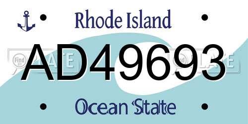 AD49693 Rhode Island License Plate