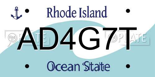 AD4G7T Rhode Island License Plate