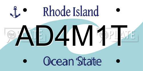 AD4M1T Rhode Island License Plate