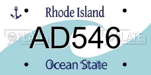 AD546 Rhode Island License Plate