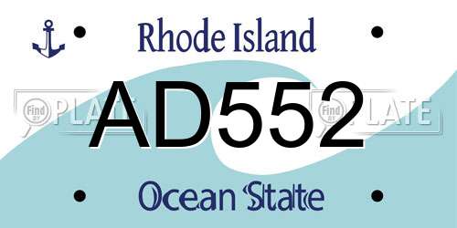 AD552 Rhode Island License Plate