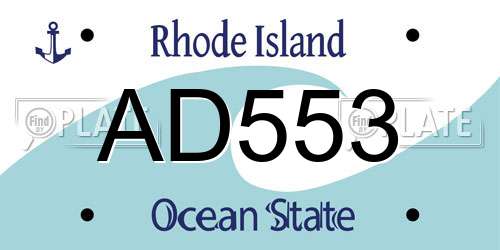 AD553 Rhode Island License Plate