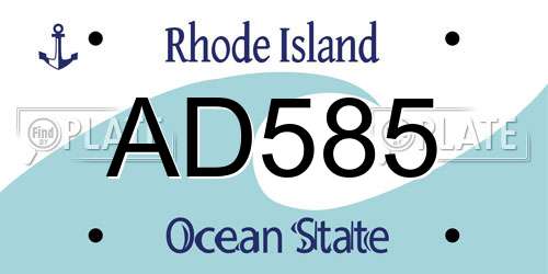 AD585 Rhode Island License Plate